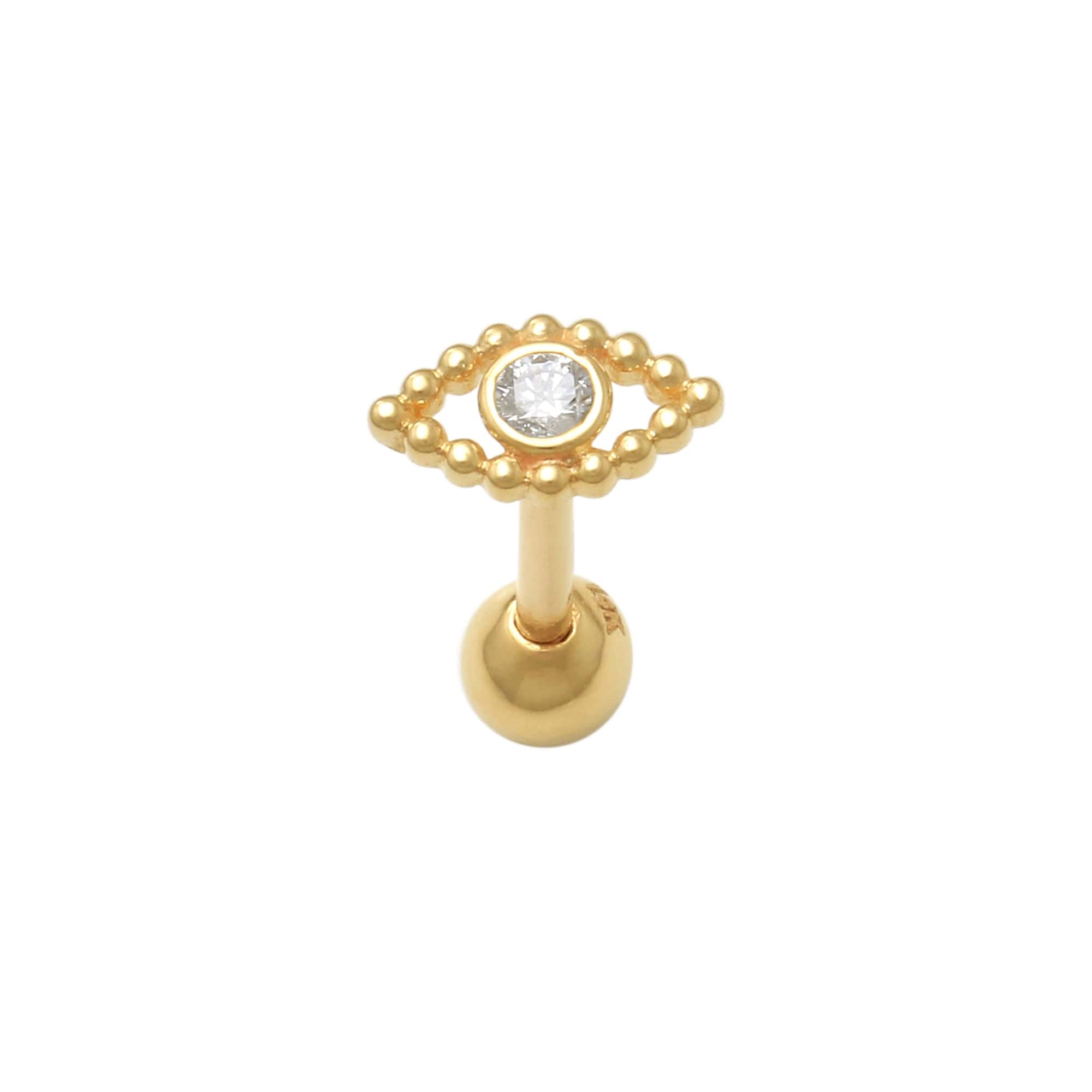 14K Solid Gold 0.017ctw Diamond Ear Piercings