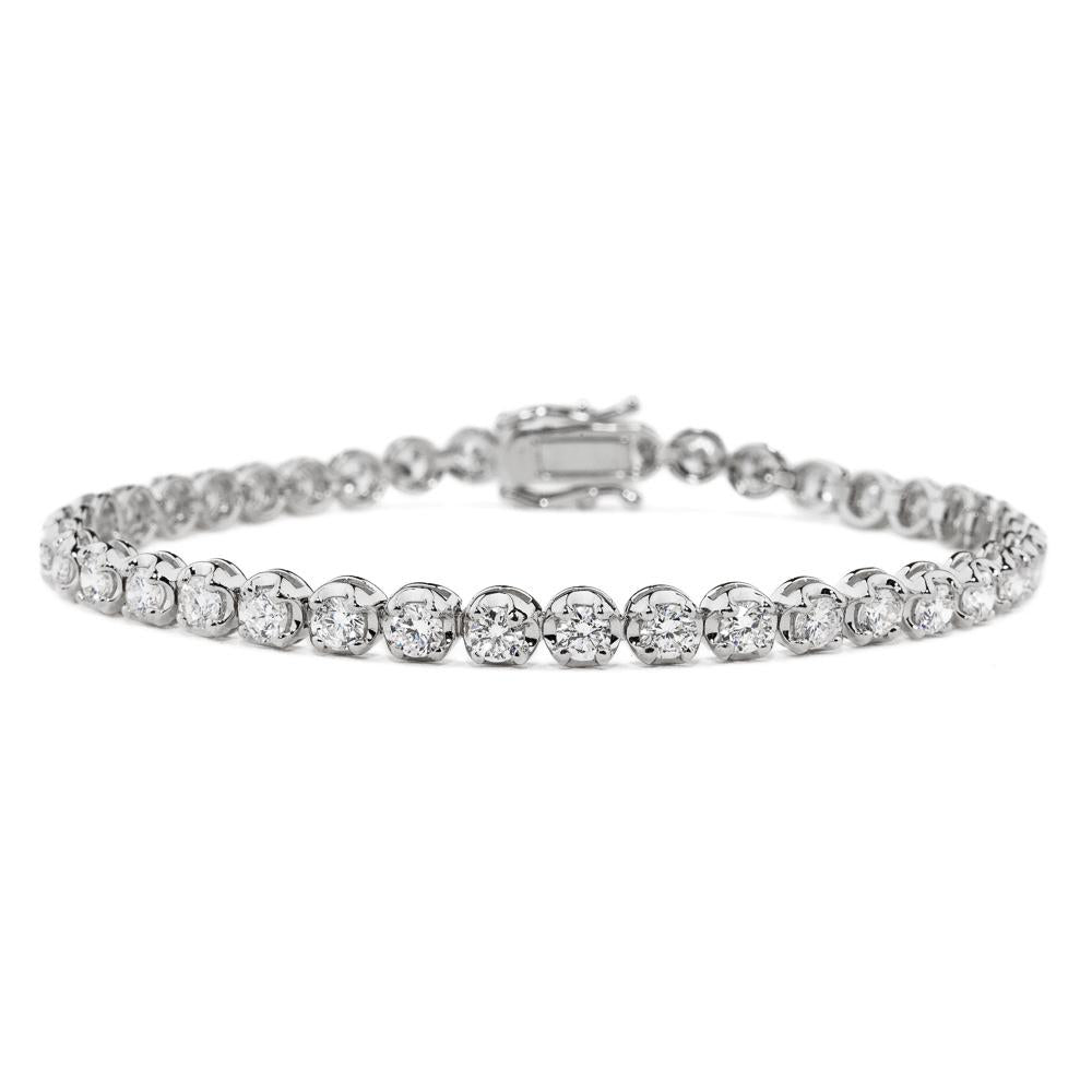 Genuine Diamond Tennis Bracelet in 14K Solid Gold(4.11ctw )