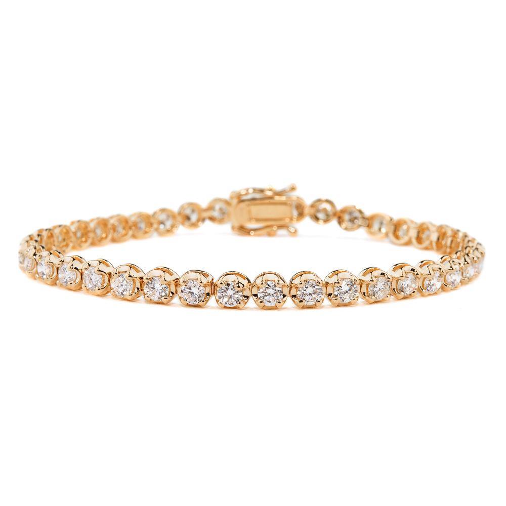 Genuine Diamond Tennis Bracelet in 14K Solid Gold(4.11ctw )