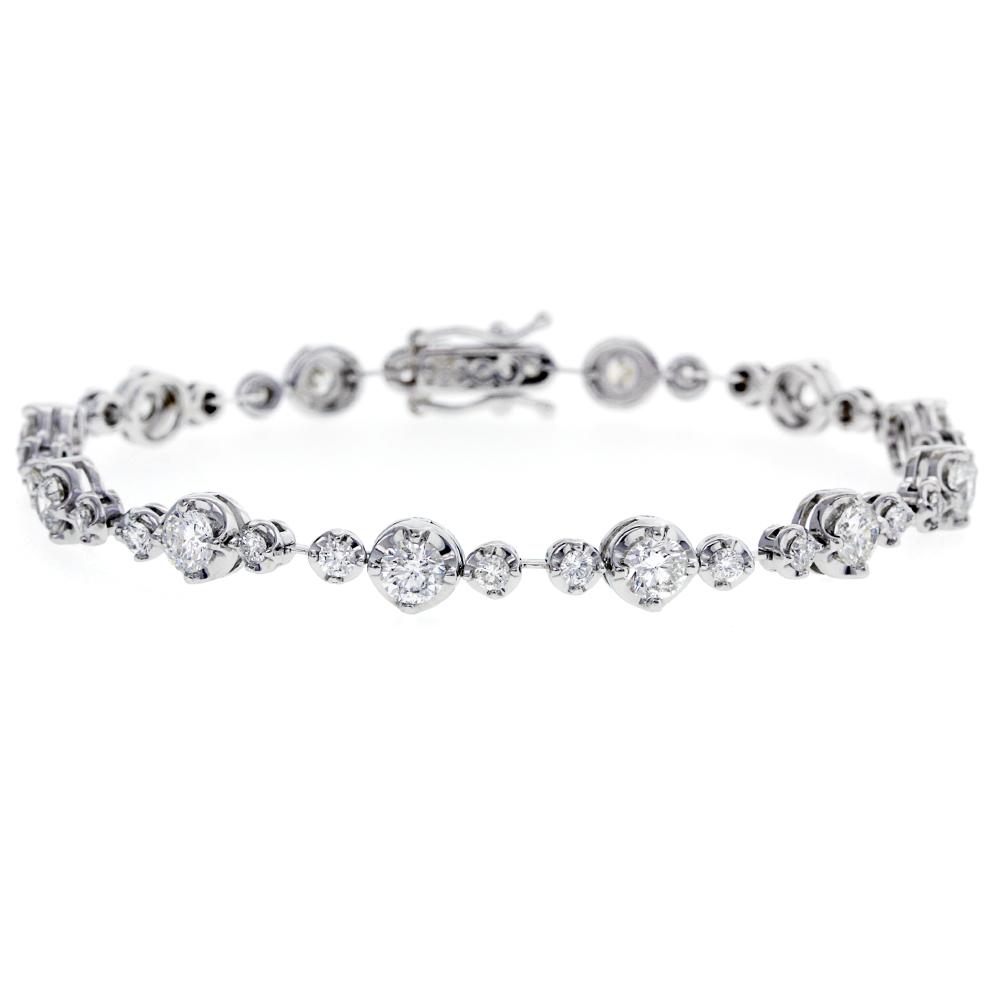 Genuine Diamond Eternity Tennis Bracelet in 14K Solid Gold(4.39ctw )