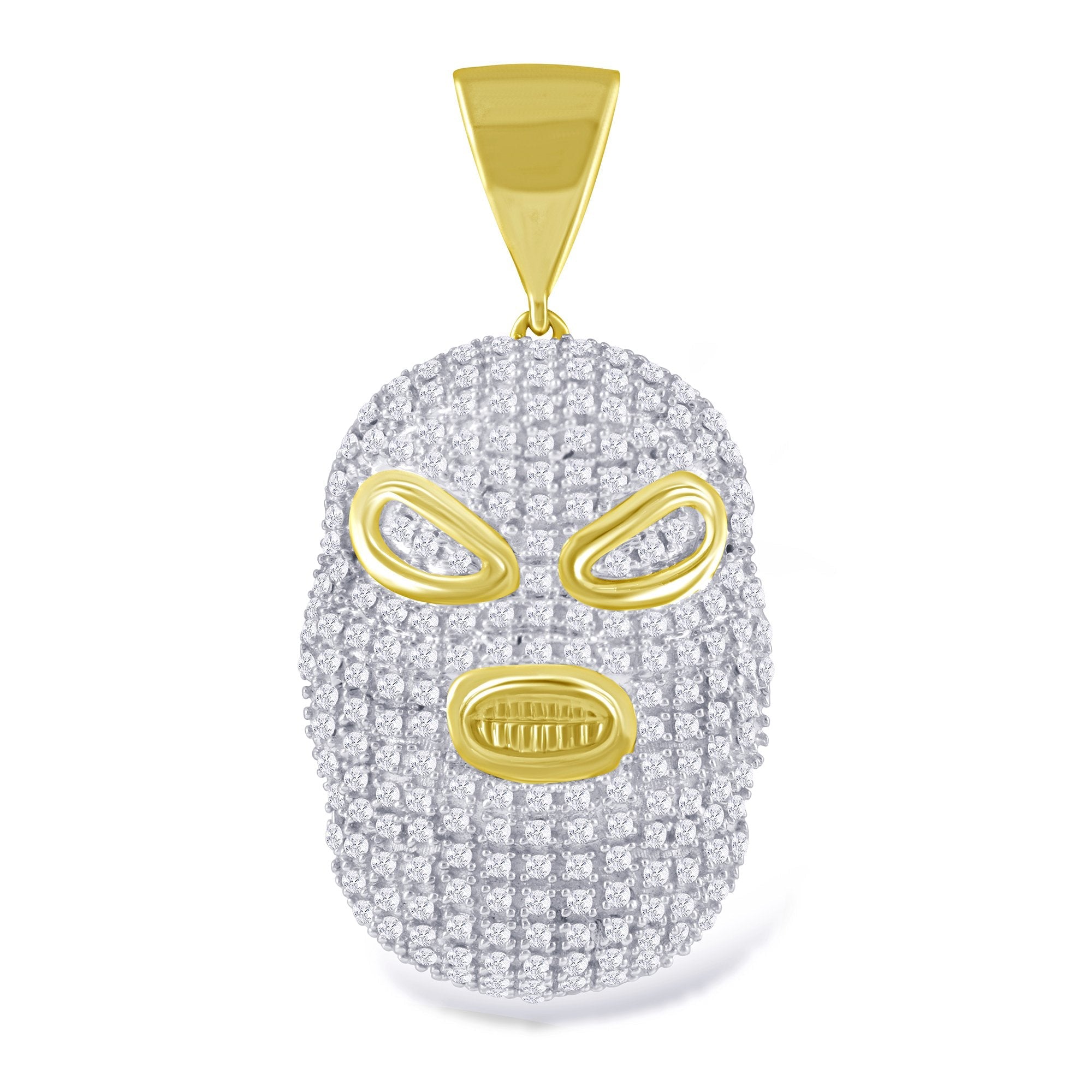 10K Solid Gold 0.54ctw Diamond Ski Mask Pendant