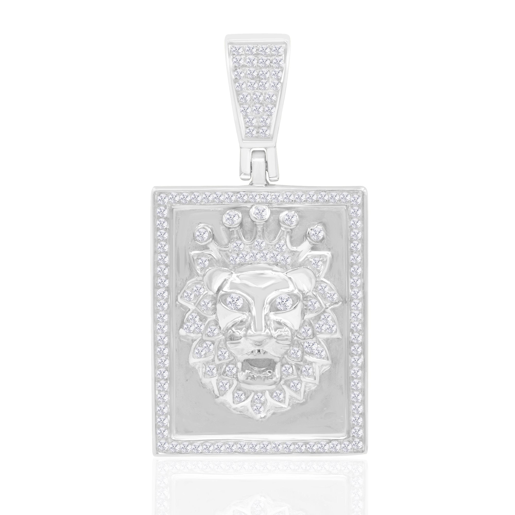 14K Solid Gold 0.48ctw Diamond Lion Pendant