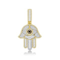 14K Solid Gold  1.33ctw Diamond Hamsa Pendants