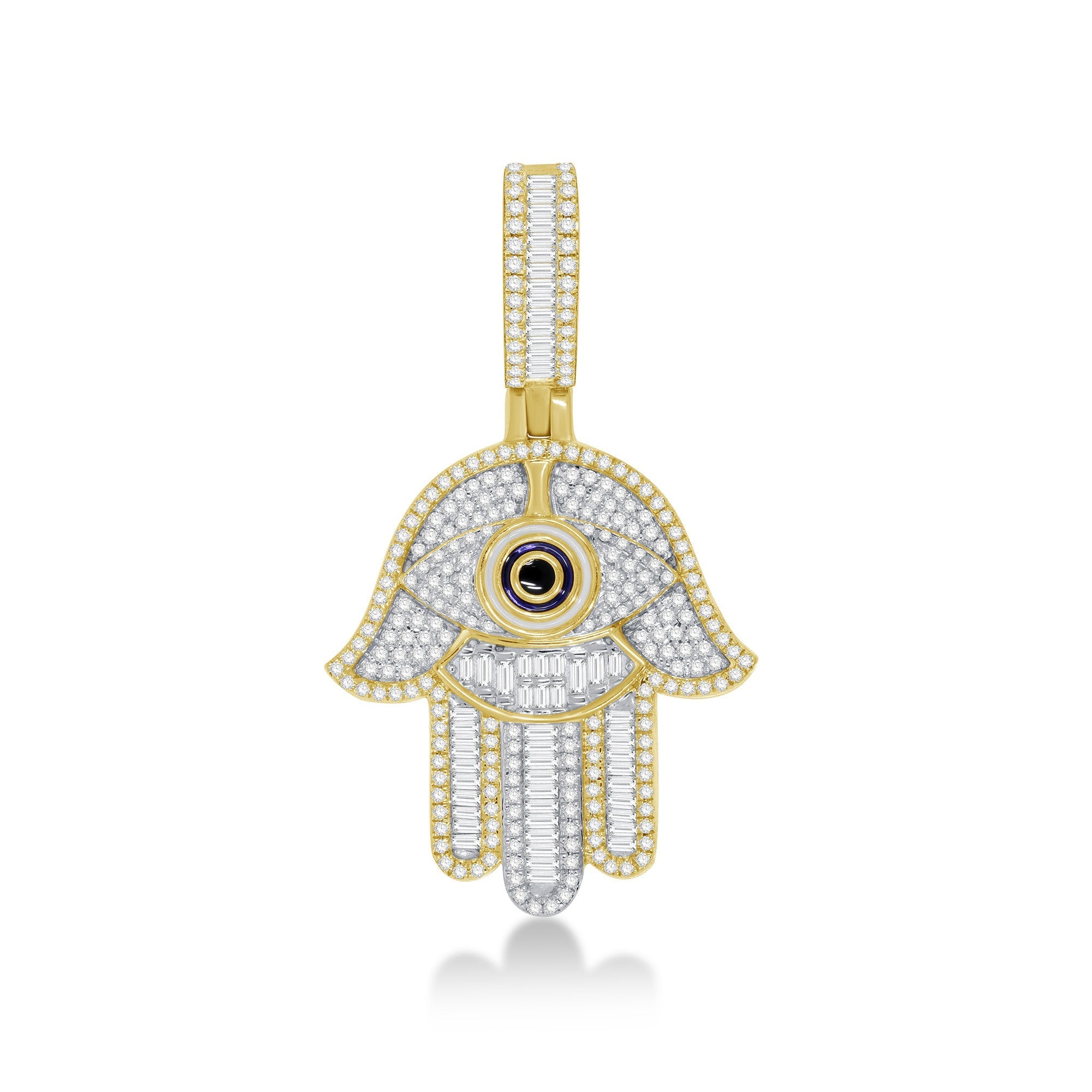 14K Solid Gold  1.33ctw Diamond Hamsa Pendants