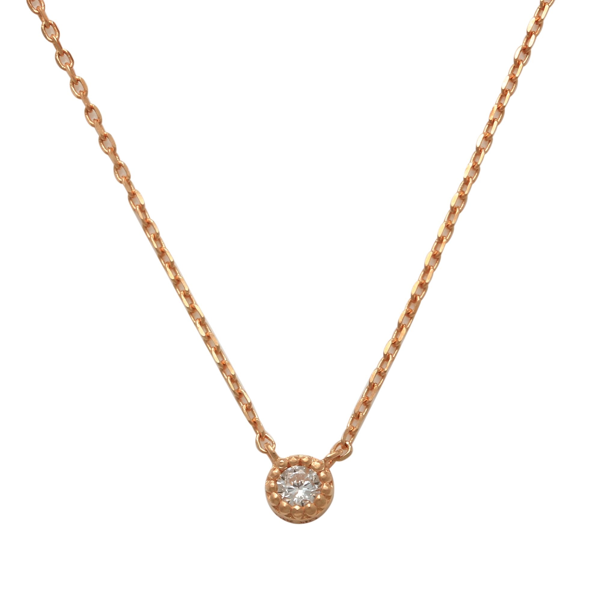 14K Solid Gold 0.045ctw Diamond Solitaire Necklace