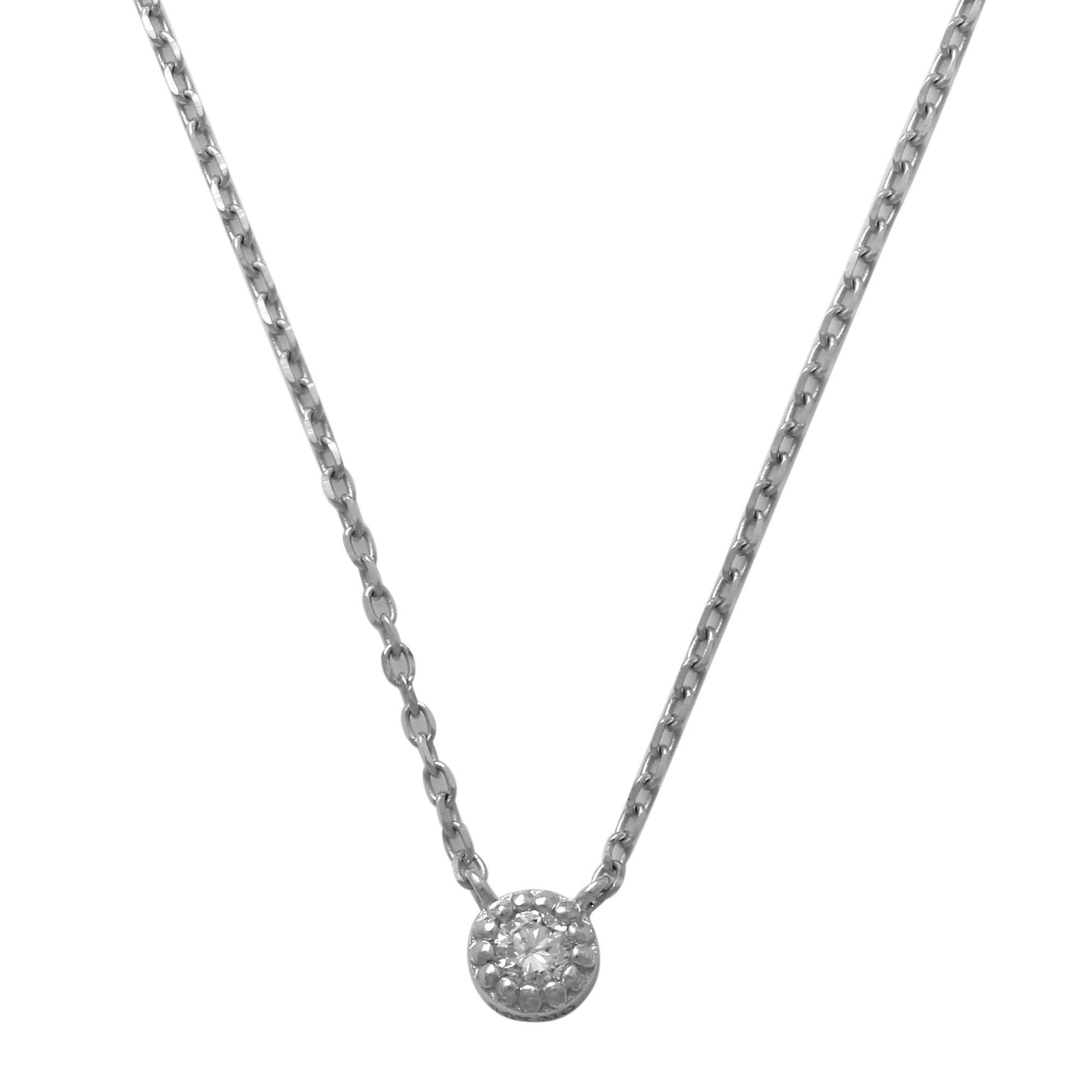 14K Solid Gold 0.045ctw Diamond Solitaire Necklace
