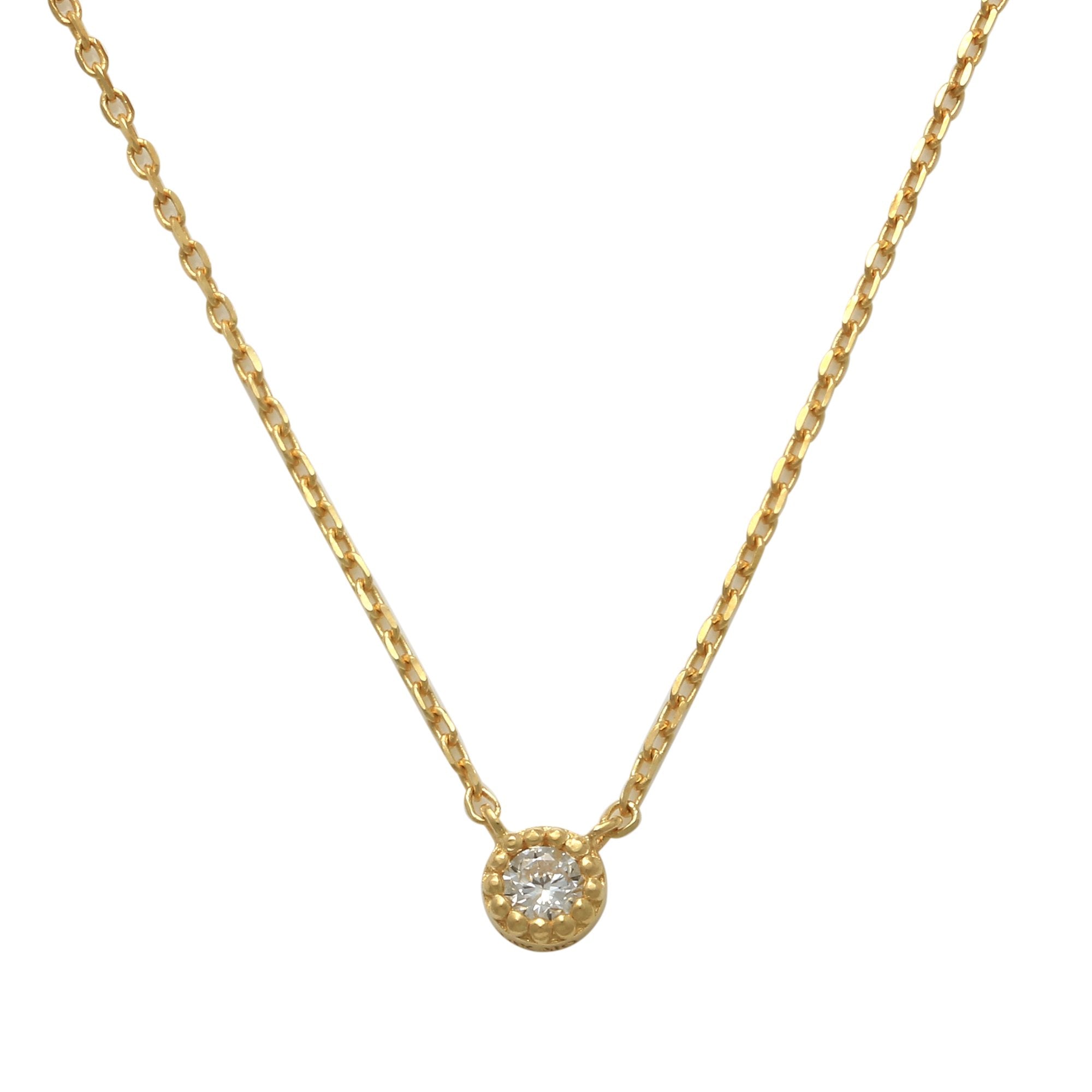 14K Solid Gold 0.045ctw Diamond Solitaire Necklace