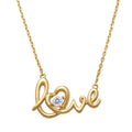 14K Solid Gold 0.045ctw Diamond Love Necklace