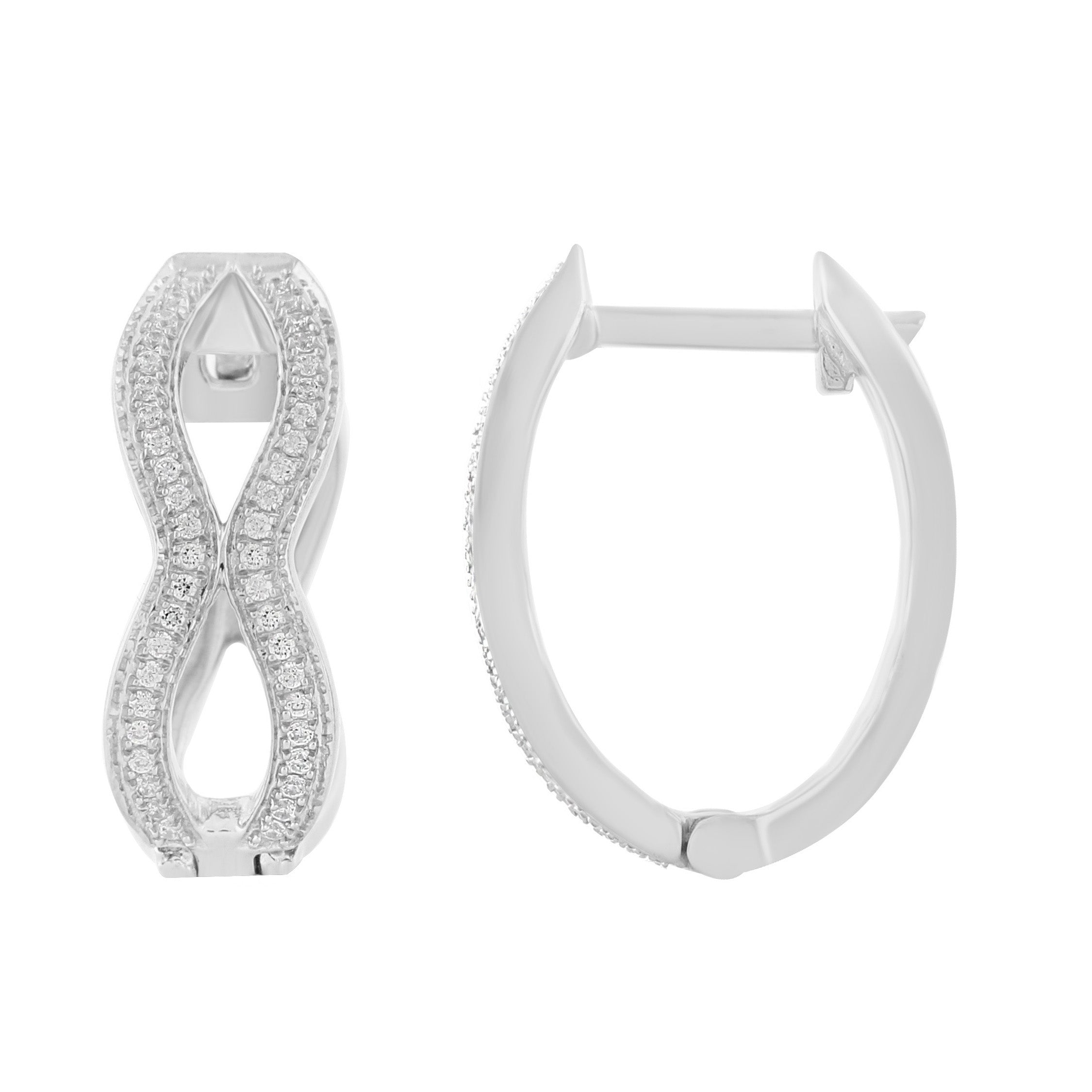 14K Solid Gold  0.20ctw Diamond Hoop Earrings