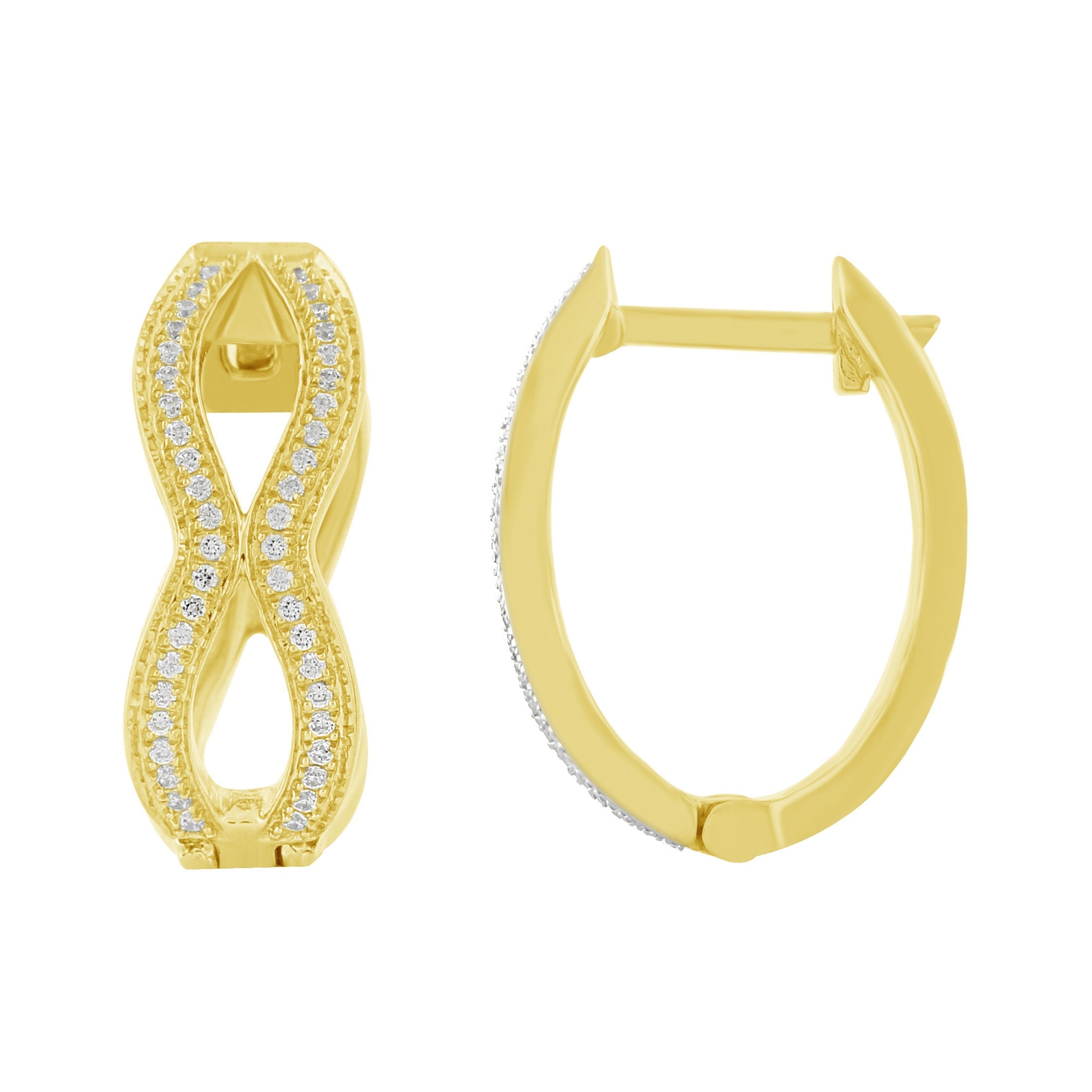 14K Solid Gold  0.20ctw Diamond Hoop Earrings