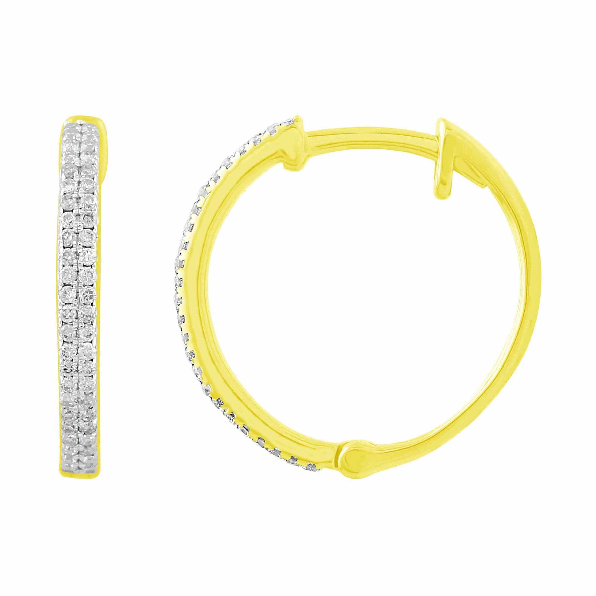 14K Solid Gold  0.26ctw Diamond Hoop Earrings