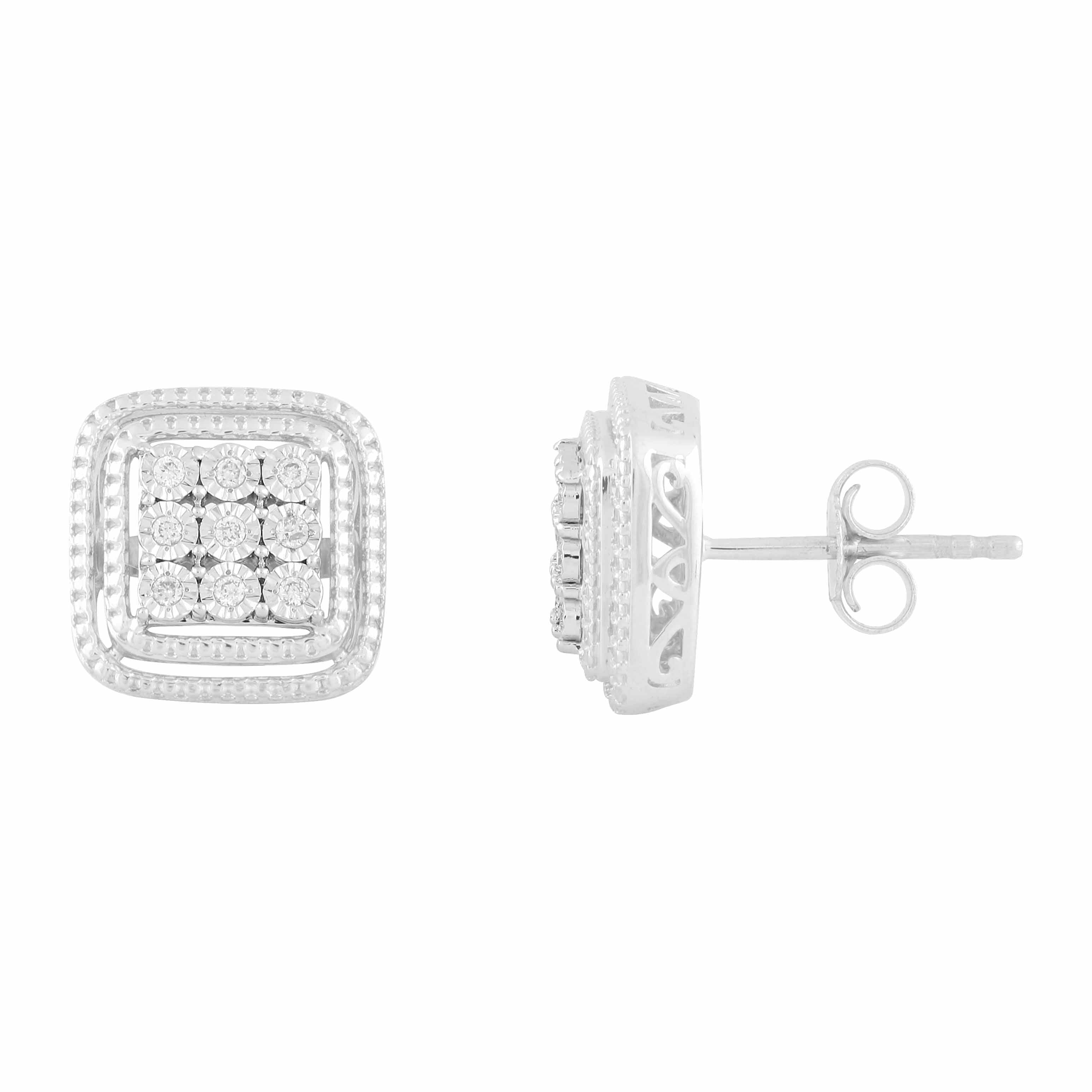 14K Solid Gold  0.09ctw Diamond Stud Earrings