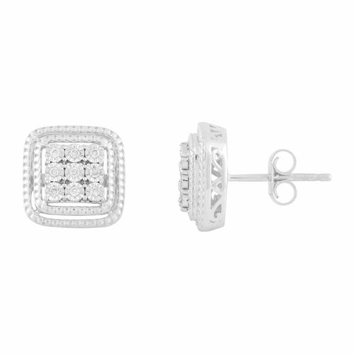 14K Solid Gold  0.09ctw Diamond Stud Earrings