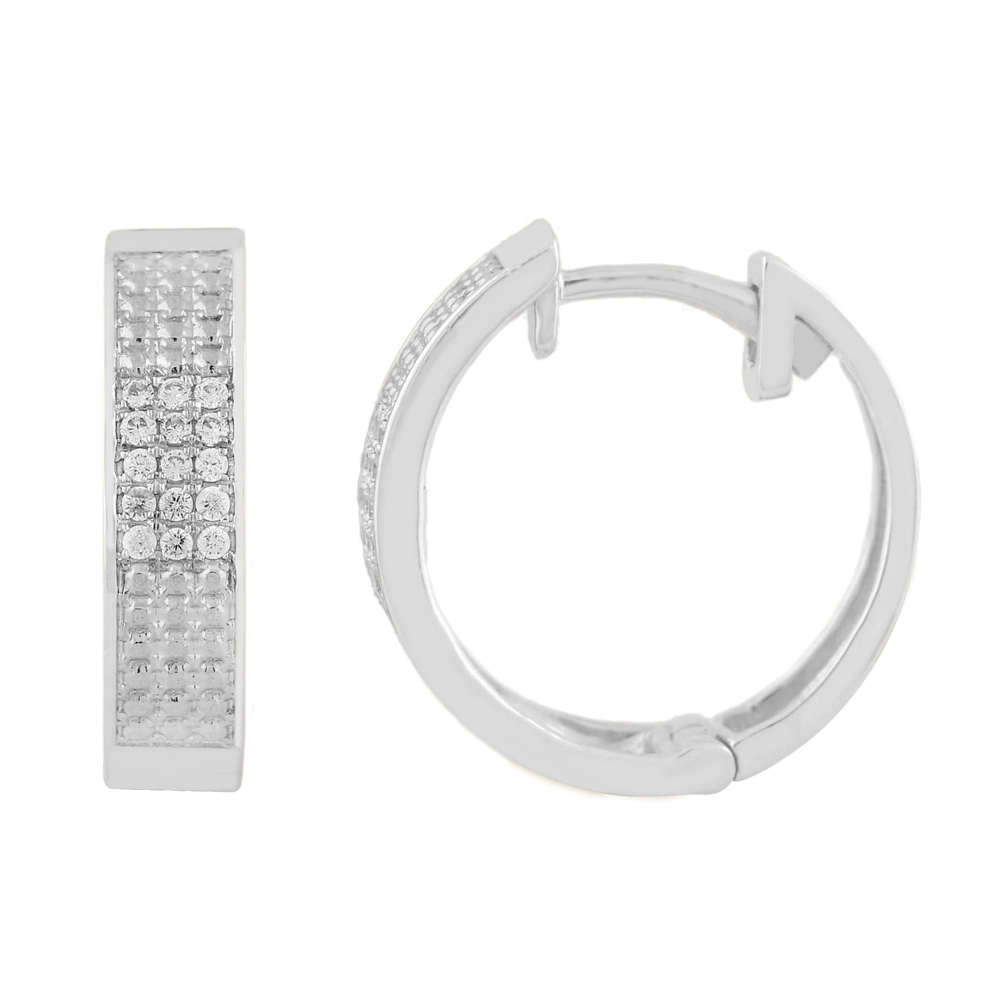 14K Solid Gold  0.16ctw Diamond Hoop Earrings