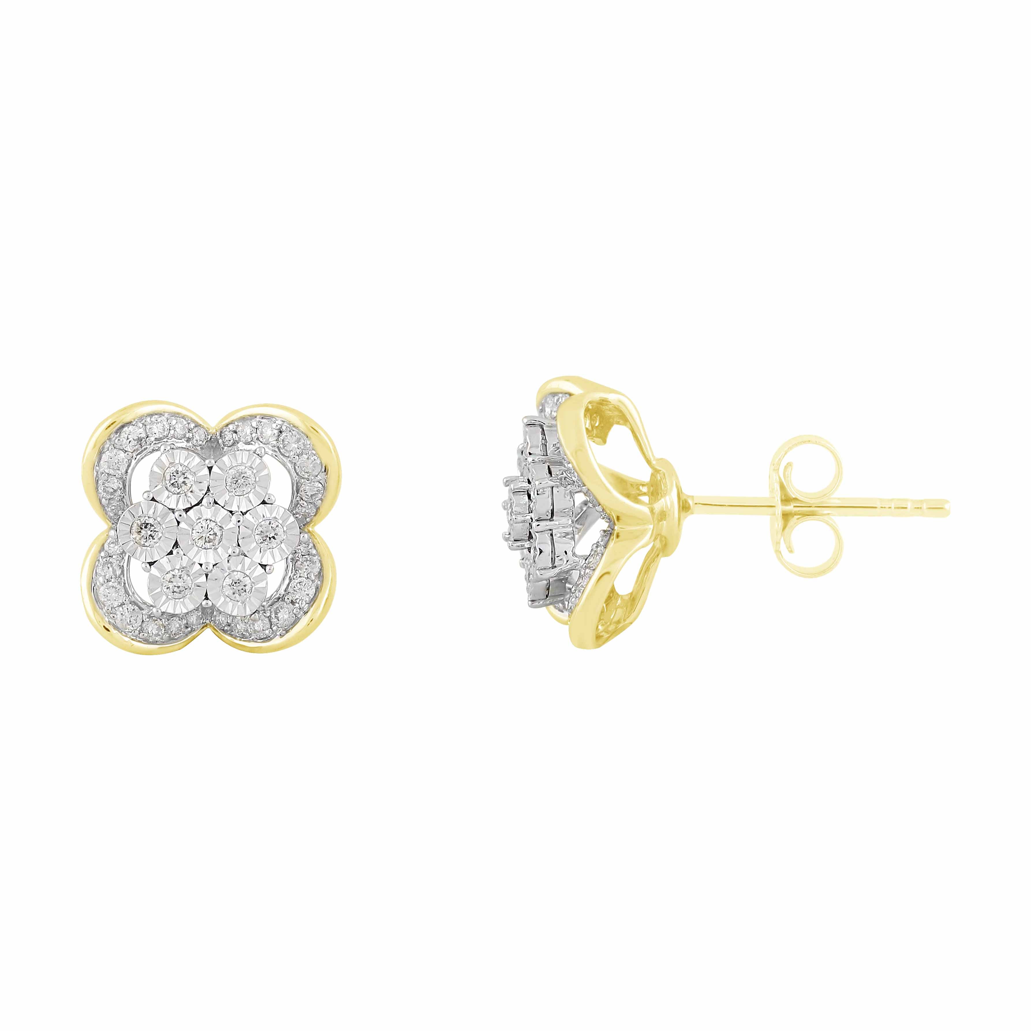 14K Solid Gold  0.37ctw Diamond Stud Earrings