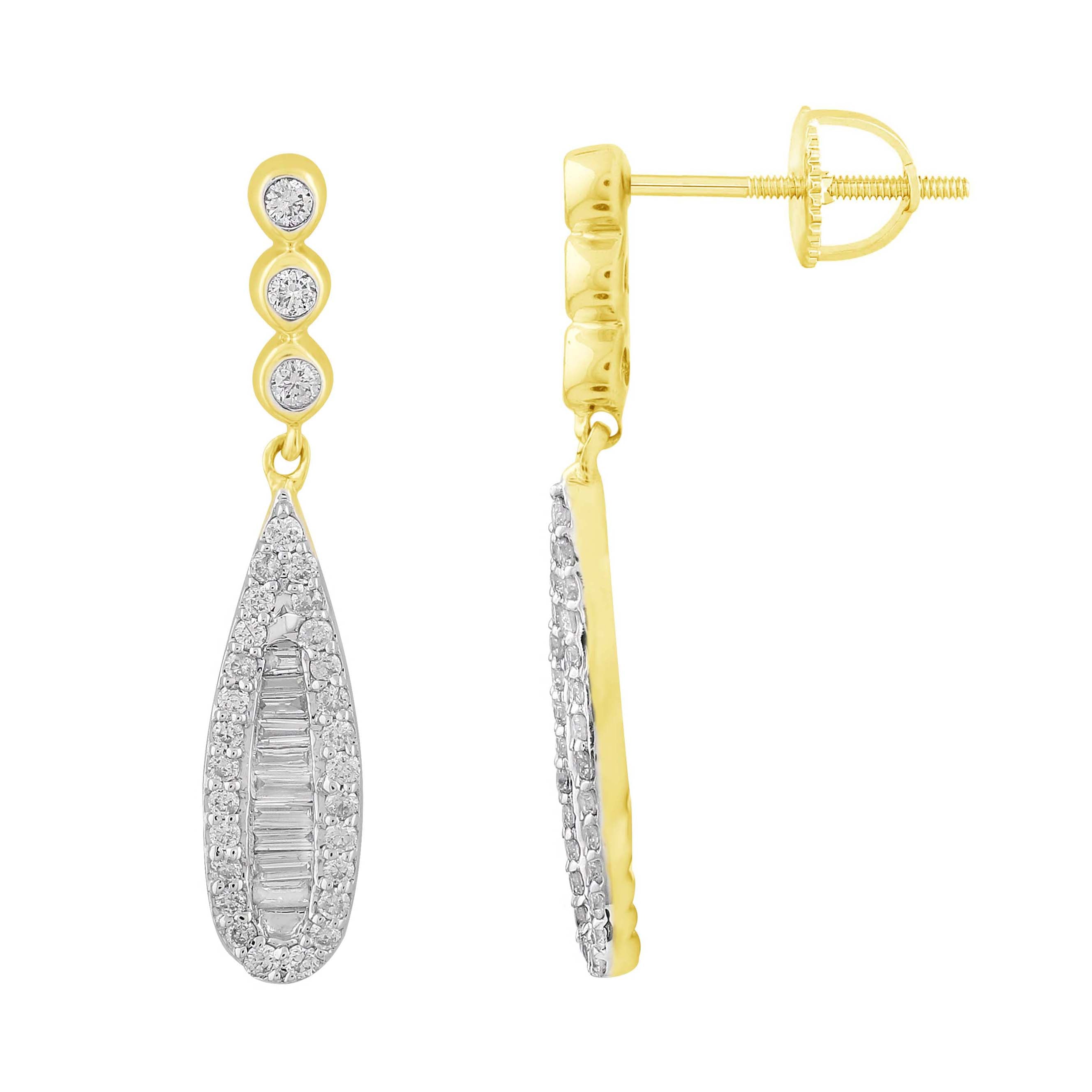 14K Solid Gold  0.42ctw Diamond Stud Earrings