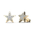 14K Solid Gold 0.07ctw Diamond Star Stud Earrings