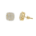 14K Solid Gold 1.07ctw Diamond Cushion Halo Stud Earrings