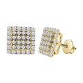 14K Solid Gold 1.45ctw Diamond Cluster Ice Cube Stud Earrings