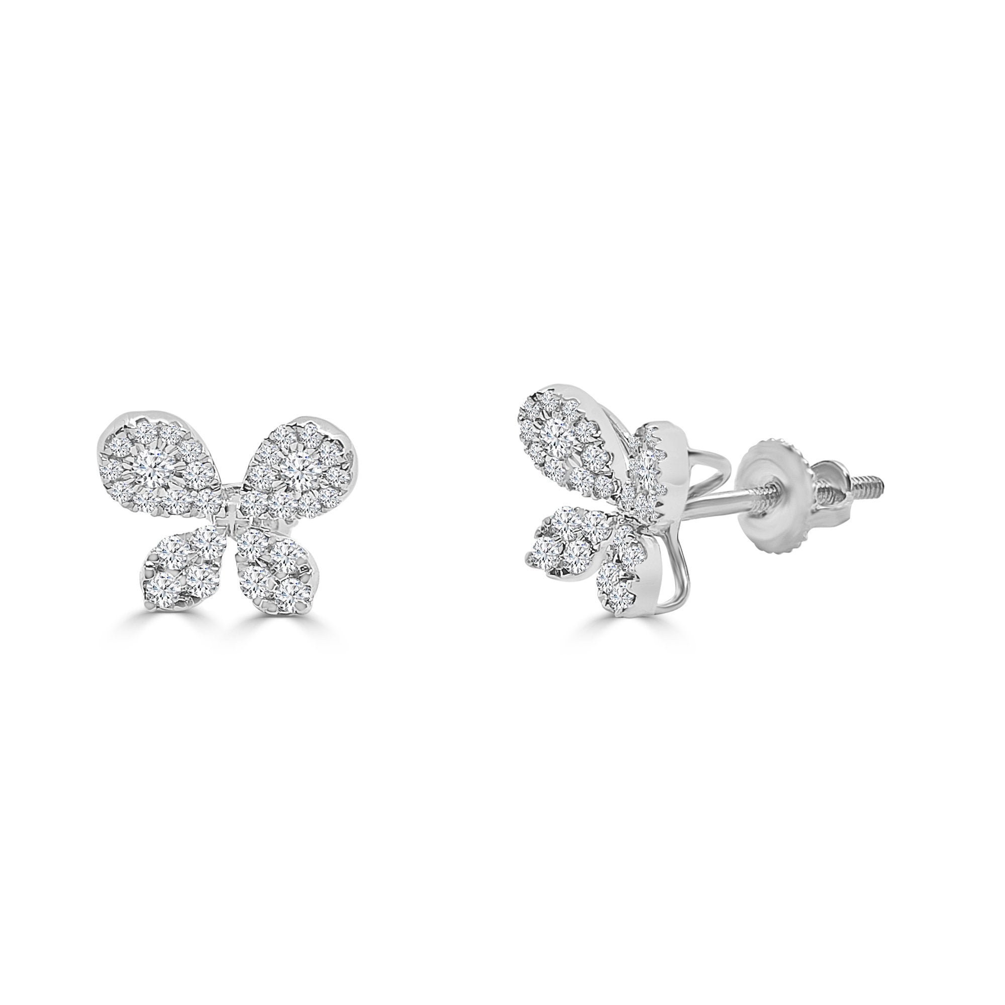 14K Solid Gold 0.41ctw Diamond Butterfly Stud Earrings
