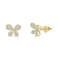 14K Solid Gold 0.41ctw Diamond Butterfly Stud Earrings