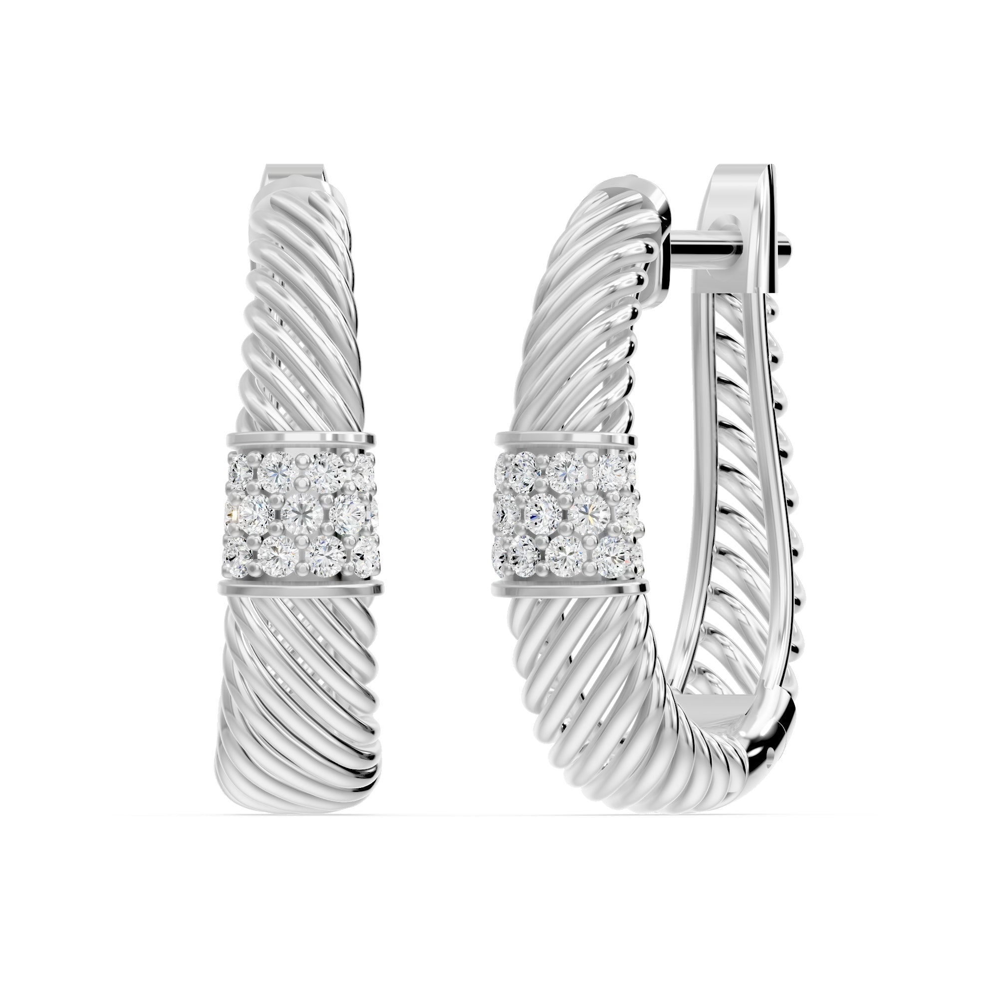 14K Solid Gold  0.24ctw Lab Grown Diamond Hoop Earrings