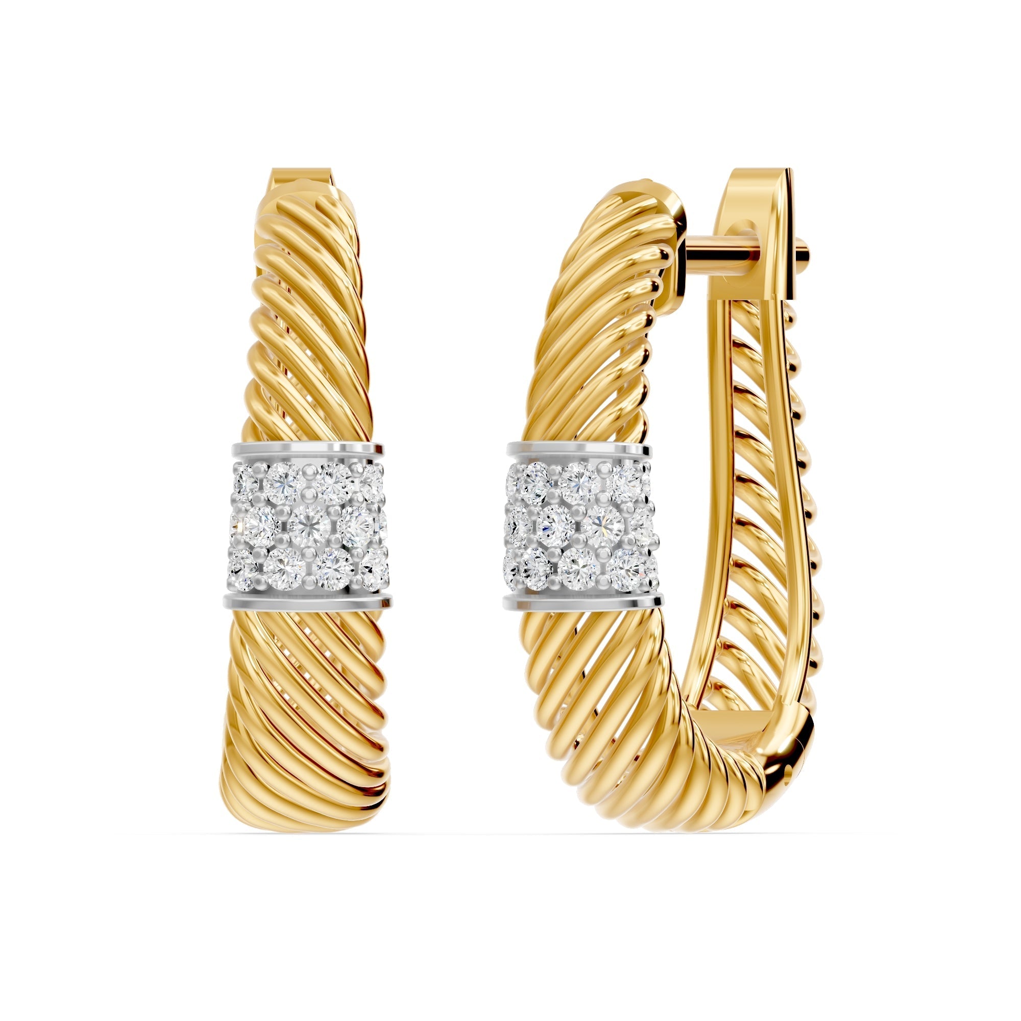 14K Solid Gold  0.24ctw Lab Grown Diamond Hoop Earrings