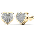 14K Solid Gold 0.12ctw Diamond Heart Stud Earrings