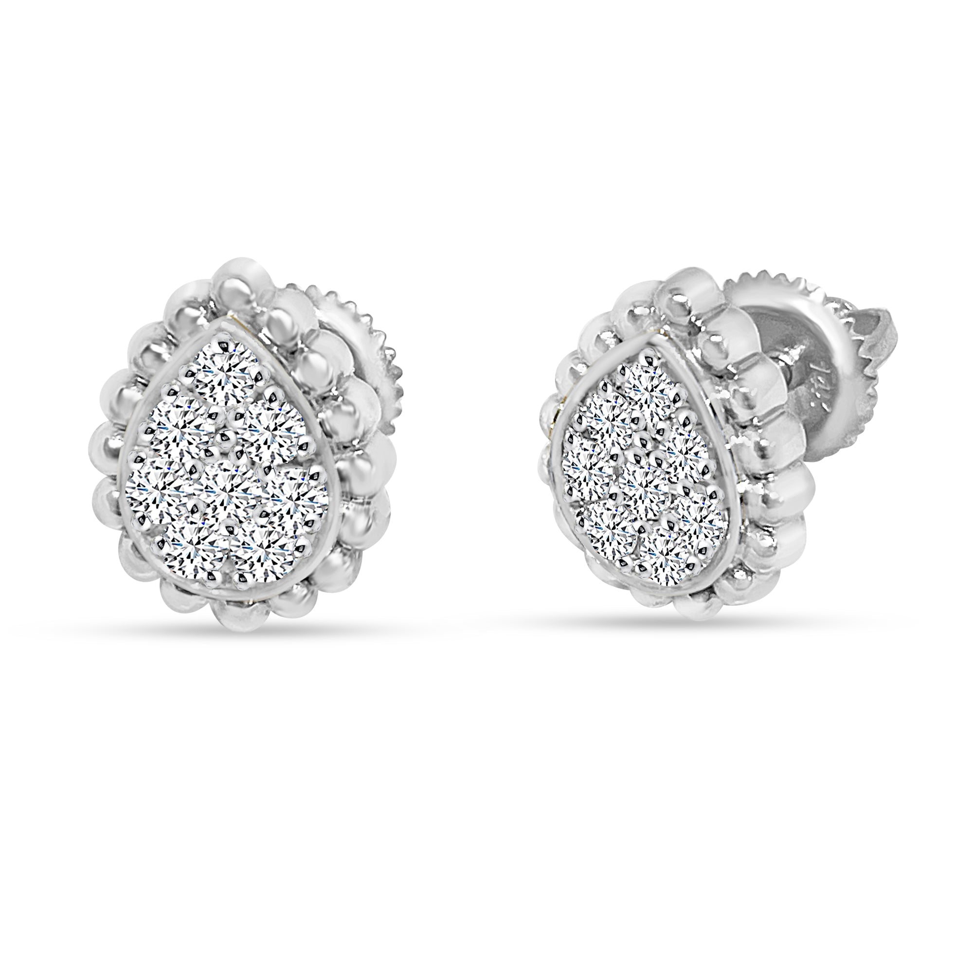 14K Solid Gold 0.40ctw Diamond Tear Drop Stud Earrings