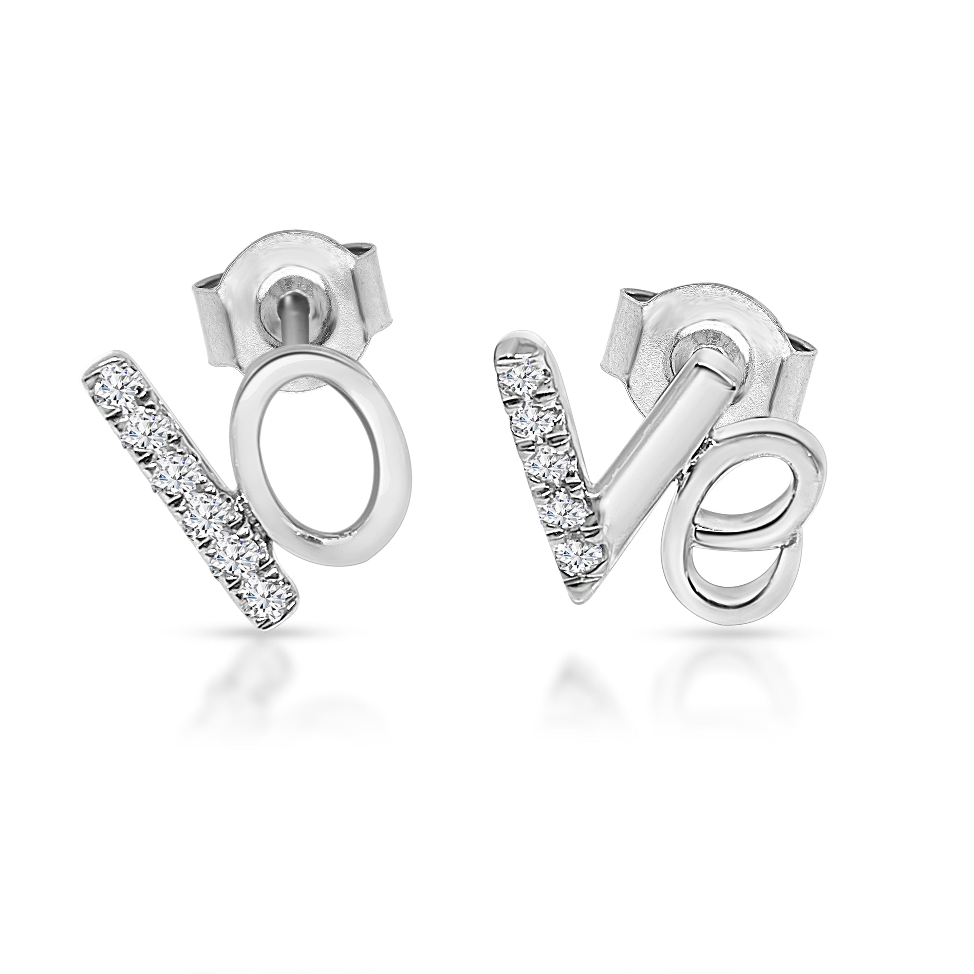 14K Solid Gold 0.12ctw Diamond Stud Earrings
