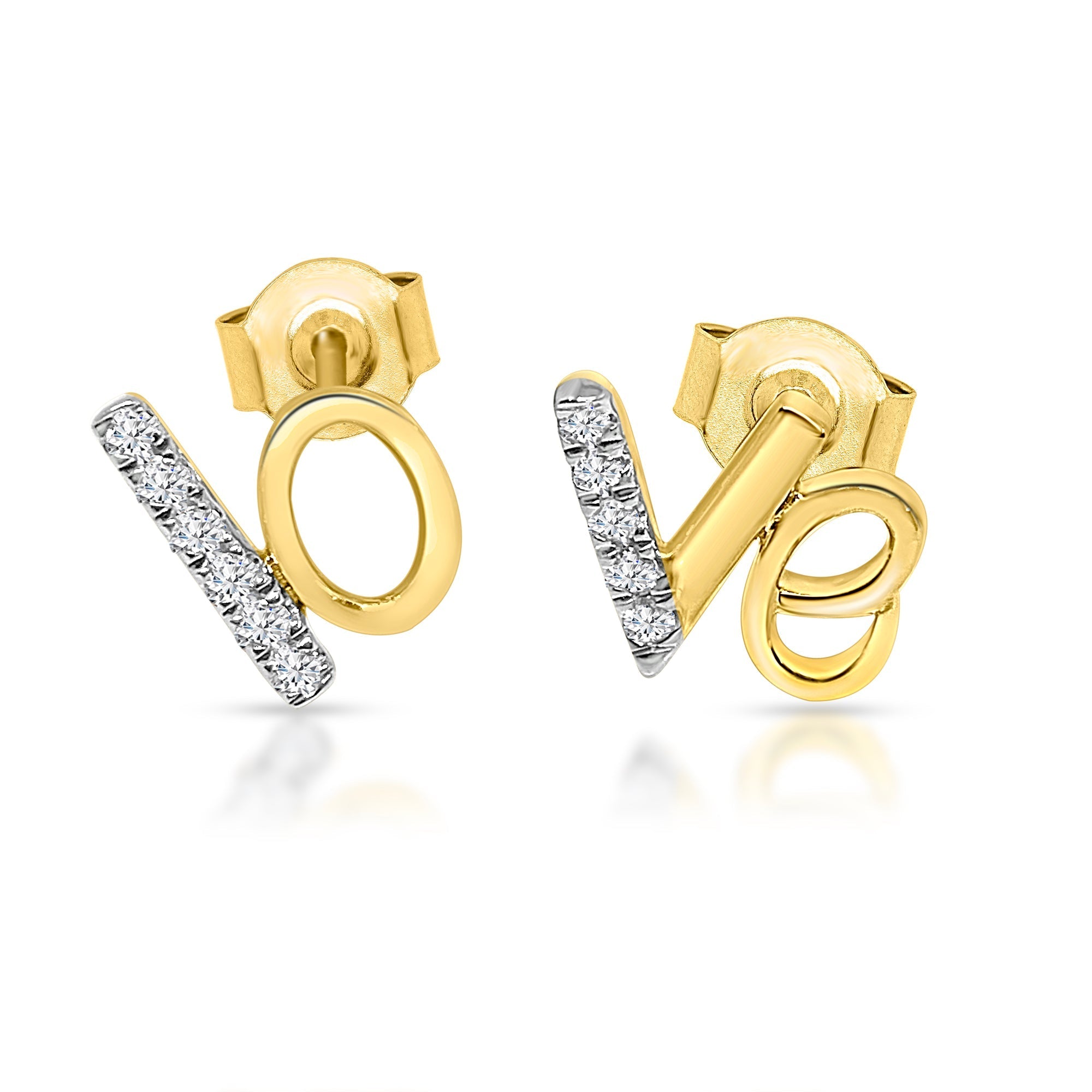 14K Solid Gold 0.12ctw Diamond Stud Earrings
