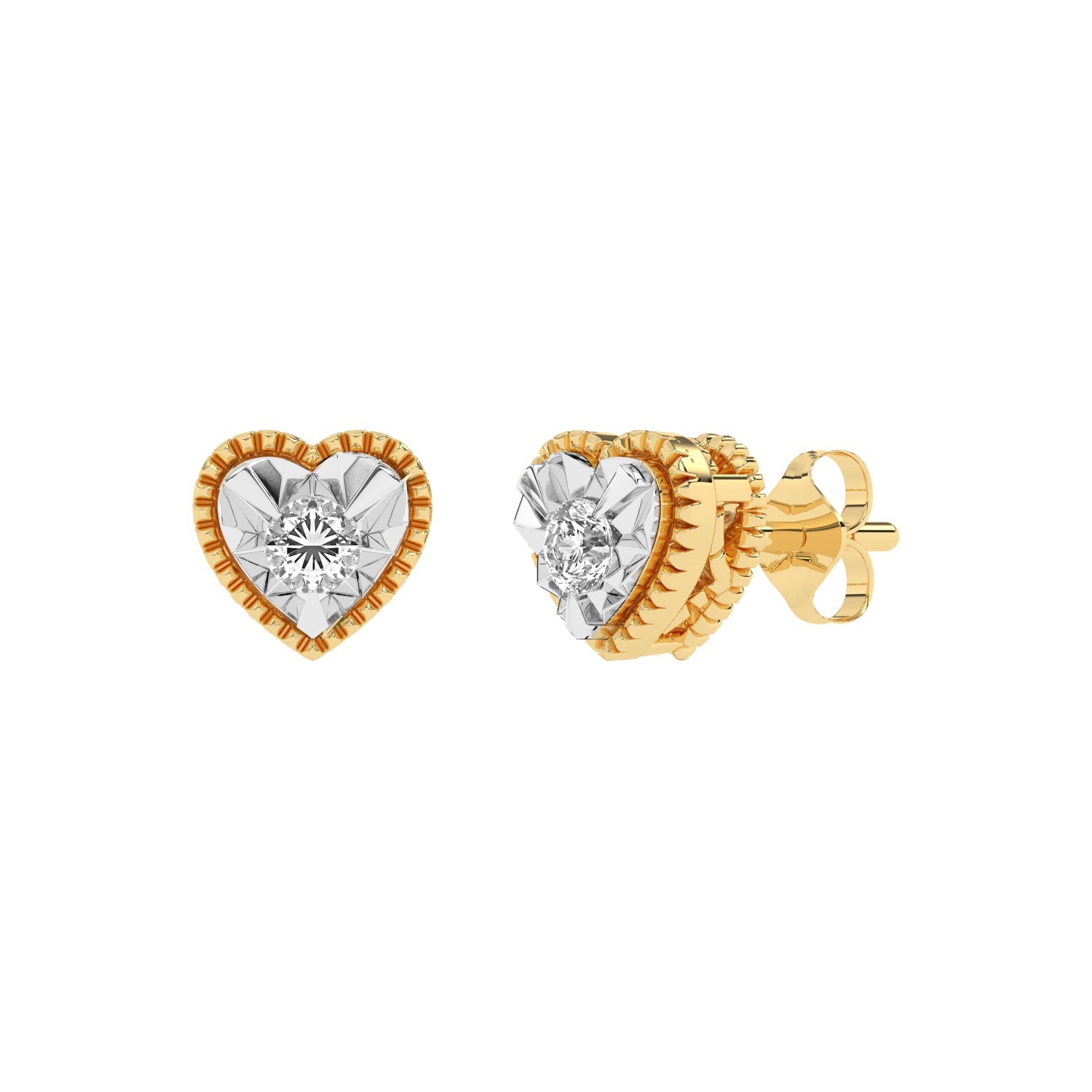 14K Solid Gold  0.12ctw Diamond Stud Earrings