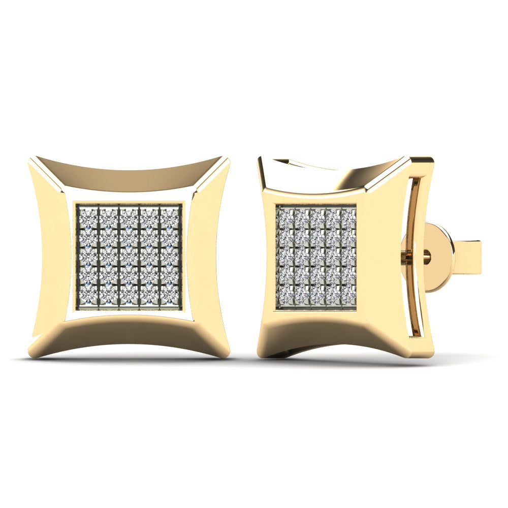 10K Solid Gold 0.10ctw Diamond Kite Stud Earrings