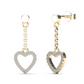 14K Solid Gold 0.14ctw Diamond Heart Drop Earrings