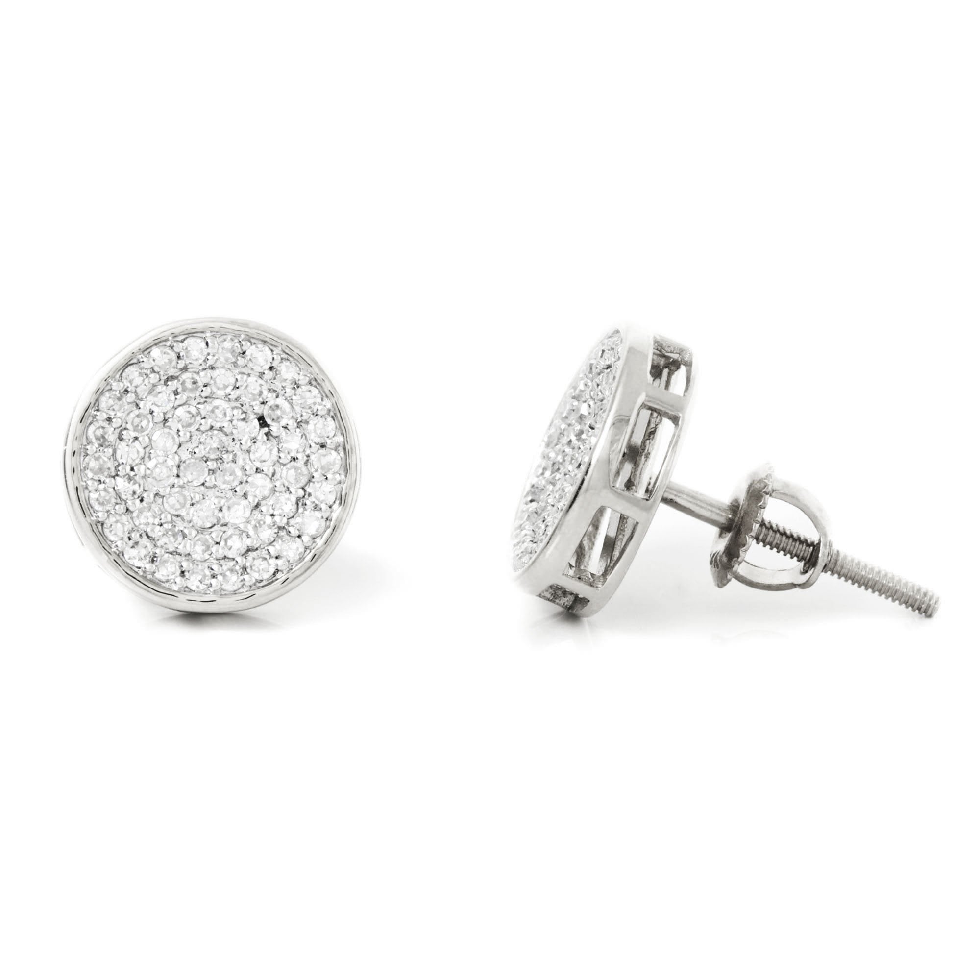 14K Solid Gold 0.39ctw Round Cluster Diamond Pave Stud Earring