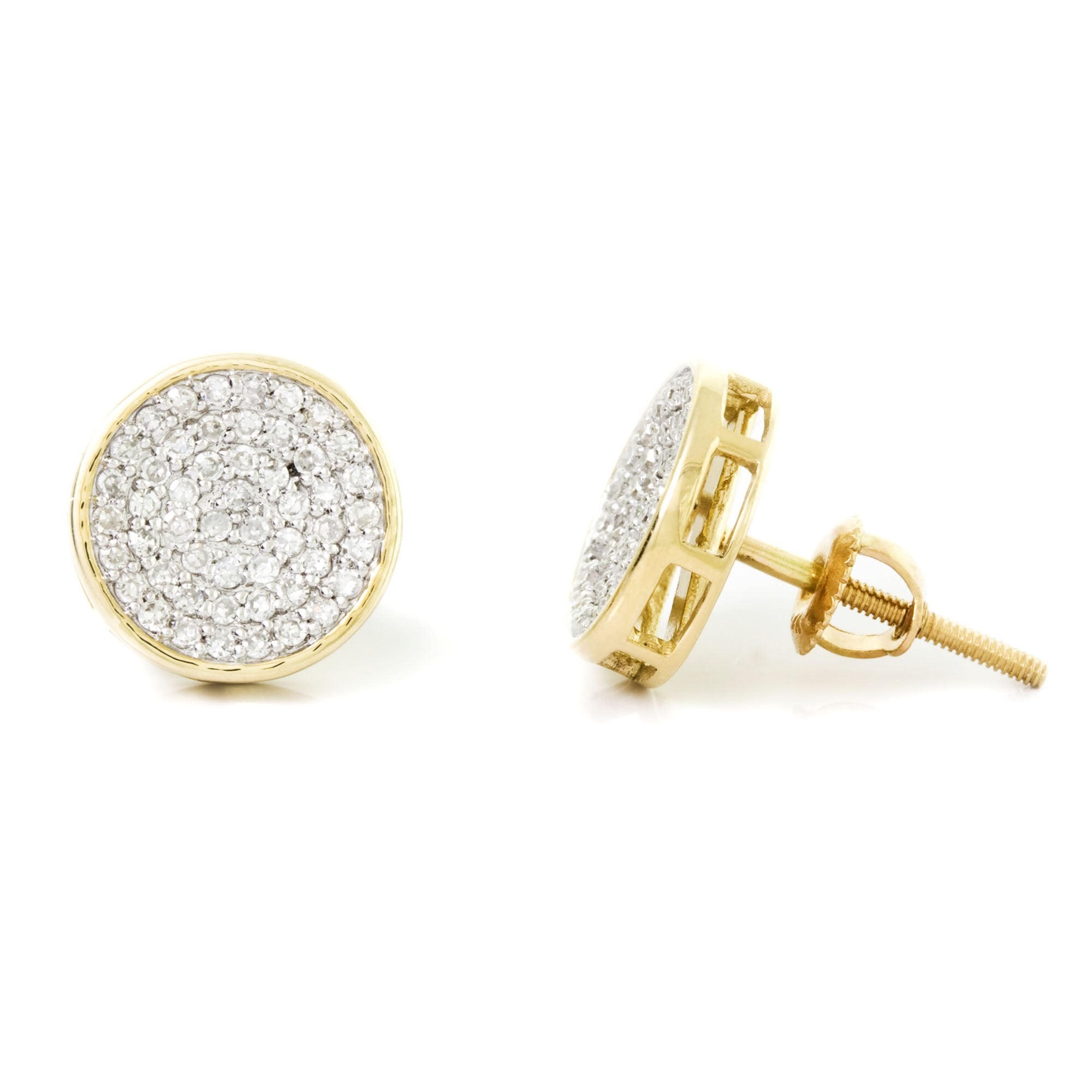 14K Solid Gold 0.39ctw Round Cluster Diamond Pave Stud Earring