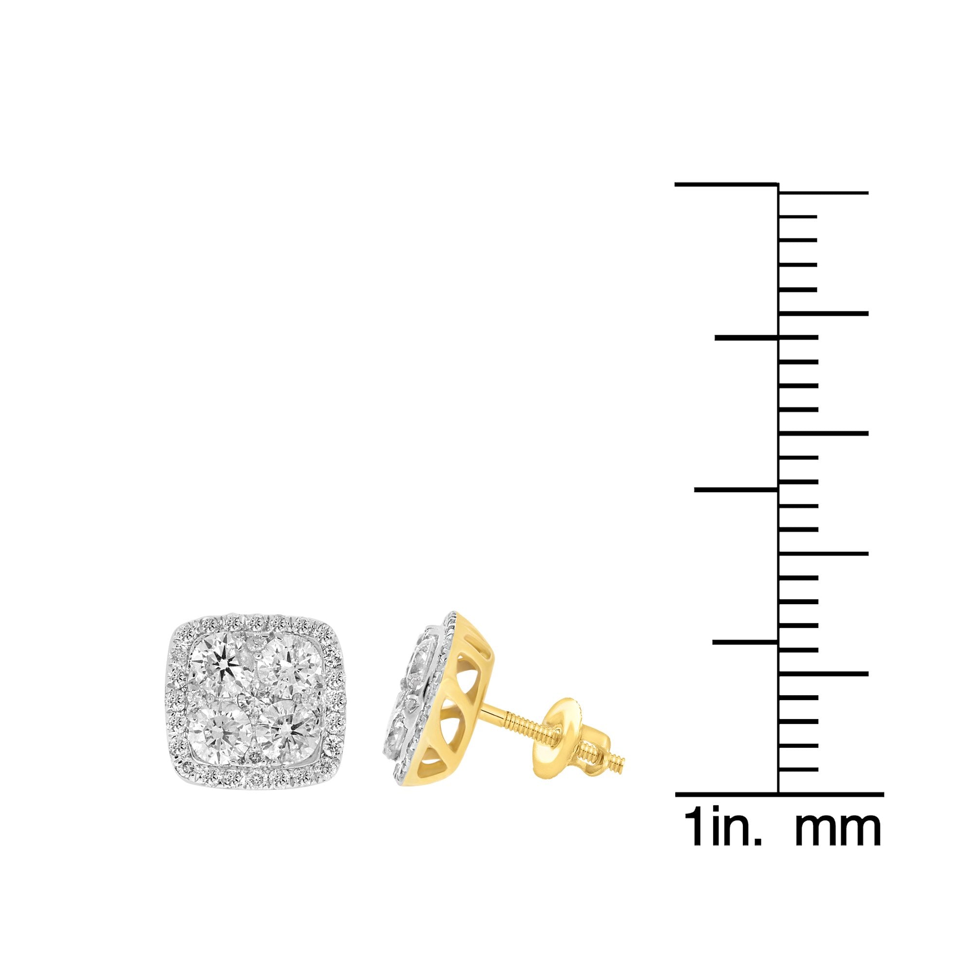 14K Solid Gold 1.63ctw Diamond Stud Earrings
