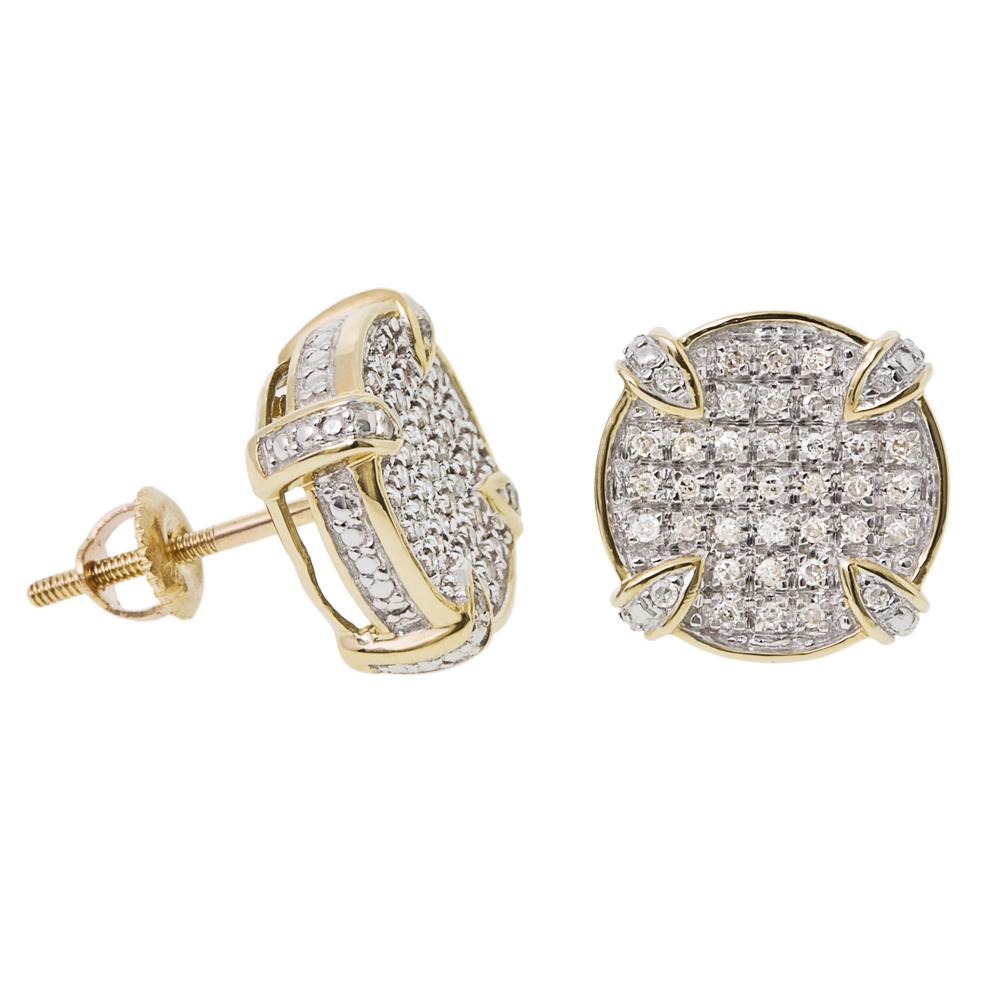 10K Solid Gold 0.25ctw Diamond Round Stud Earrings