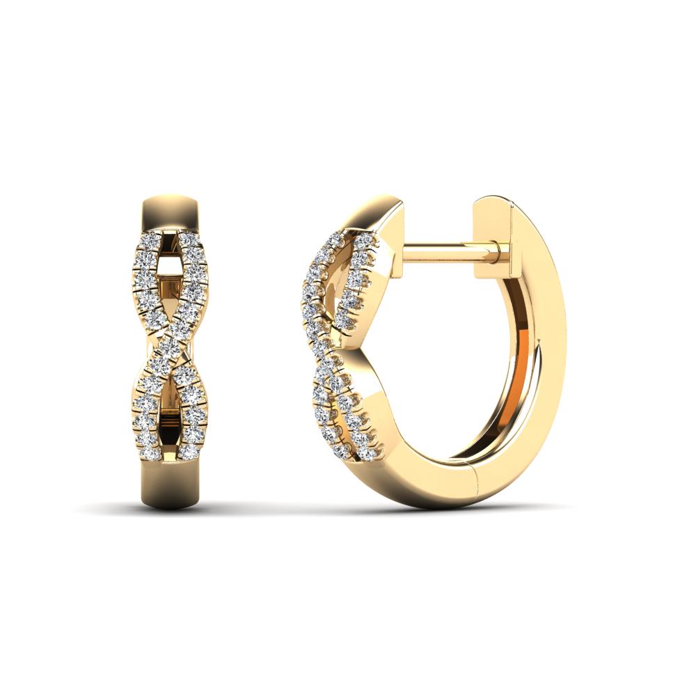 14K Solid Gold 0.14ctw Diamond Infinity Hoop Earrings