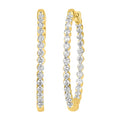 14K Solid Gold 0.76ctw Diamond Hoop Earrings