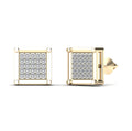 14K Solid Gold 0.16ctw Diamond Pave Set Square Shaped Screw Back Stud Earring