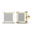 14K Solid Gold 0.22ctw Diamond Pave Set Square Shaped Screw Back Stud Earring