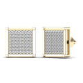 14K Solid Gold 0.30ctw Diamond Pave Set Square Shaped Screw Back Stud Earring
