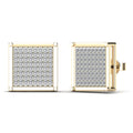 14K Solid Gold 0.38ctw Diamond Pave Set Square Shaped Screw Back Stud Earring