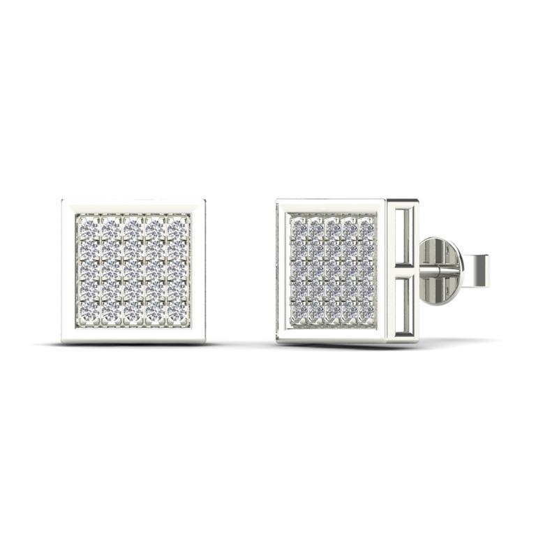 10K Solid Gold 0.15ctw Diamond Pave-set Square Stud Earrings