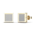 10K Solid Gold 0.15ctw Diamond Pave-set Square Stud Earrings