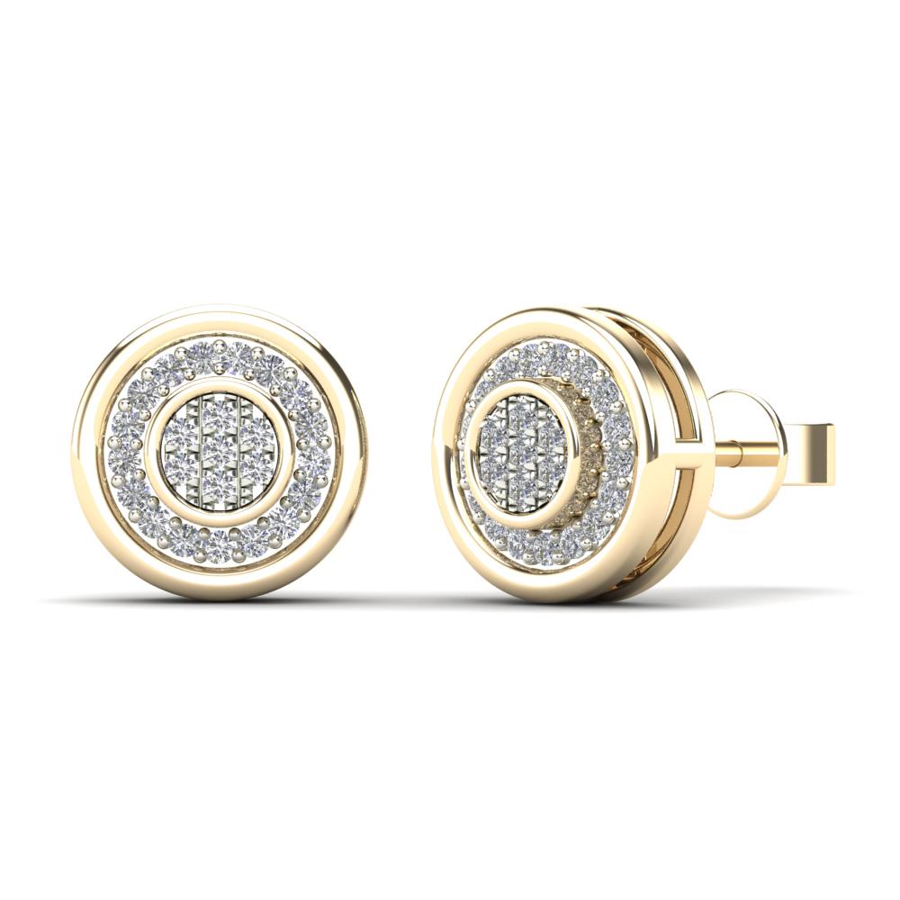 14K Solid Gold 0.12ctw Diamond Double Round Stud Earrings