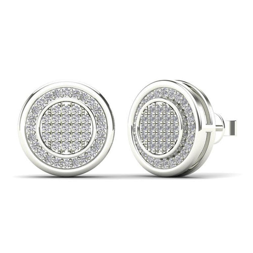 10K Solid Gold 0.25ctw Diamond Double Round Stud Earrings