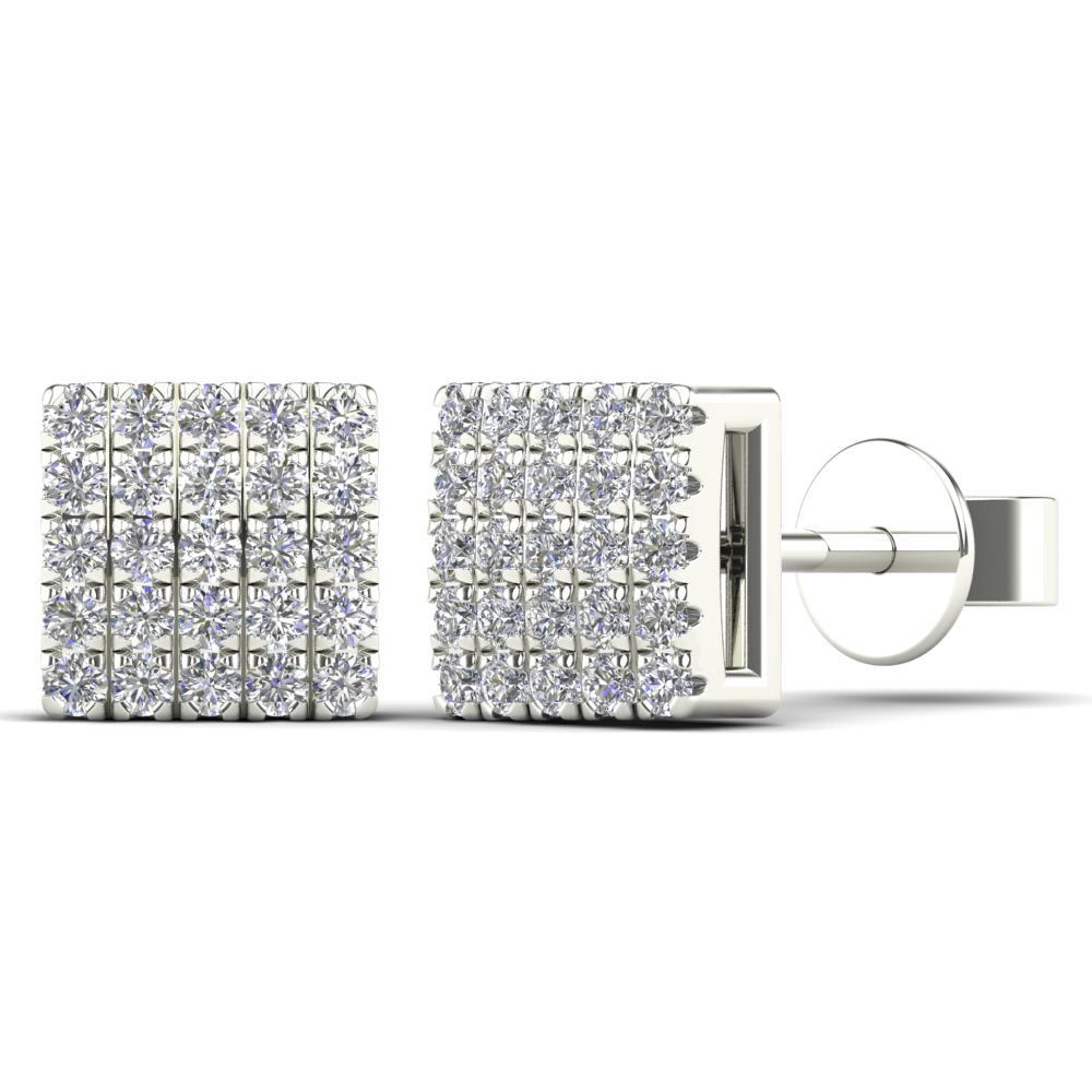 14K Solid Gold 0.15ctw Diamond Convex Square Shape Stud Earrings