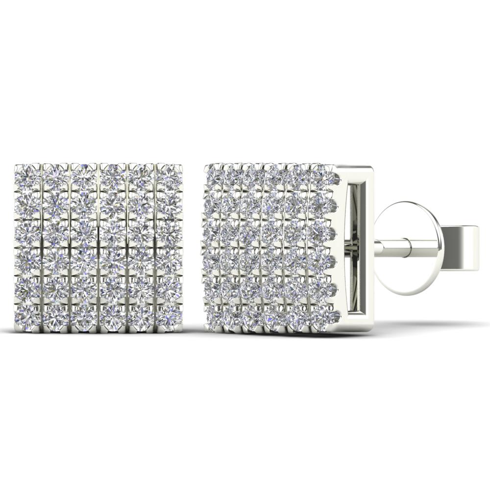 14K Solid Gold 0.22ctw Diamond Convex Square Shape Stud Earrings